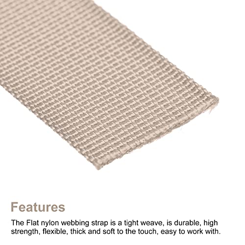 Image of MECCANIXITY Flat Nylon Webbing Strap 1 Inch 10 Yards Champagne for Backpack, Luggage-rack