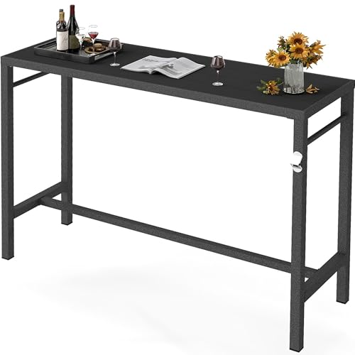 MURAGO 53*39*17 Outdoor Bar Table Extra Wide,Tall Bar Height Outdoor Pub Table, Ideal for Patio, Hot Tub, Dining, Balcony, Poolside, Weatherproof Composite Top, Rustproof, Built In Bottle Opener,Black