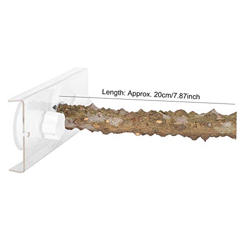 Image of Bird Wood Standing Rod, Parrots Perch Bird Shower Standing Rod Wood Bird Perch for Bird Cage with Suction Cup Simple Installation Wood Perch Parakeet Toys 7.87inch