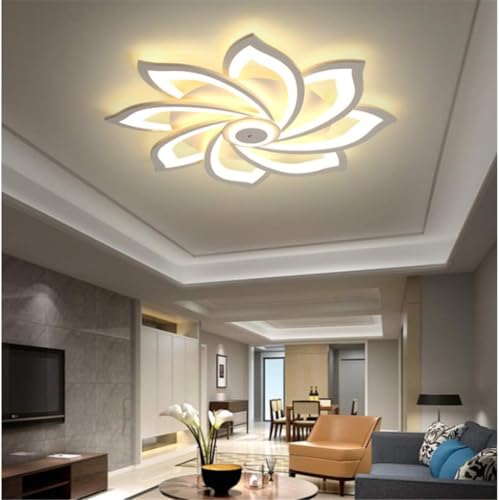 Plafonnier LED dimmable télécommande intensité réglable 8 têtes grand salon