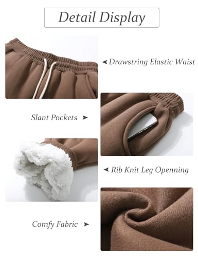 Flygo Women's Winter Warm Fleece Joggers Pants Sherpa Lined Athletic Active Sweatpants