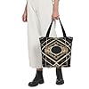 BeNtli Women's Art Deco Vintage Era The Great Gatsby Gold Black Pattern Canvas Tote Large Bag, Shoulder Tote Handbag #1