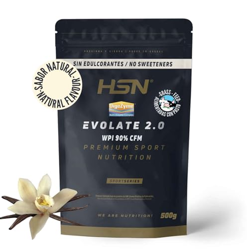 HSN Aislado de Proteína de Suero CFM Evolate 2.0 (Sin Edulcorantes) | Vainilla 500g | Whey Protein Isolate 90% + Enzimas DigeZyme® | No Incluye Dosificador | No GMO, Vegetariano, Sin Gluten ni Soja