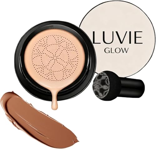 Base de Maquillaje Glow Cushion, Crema CC Cushion con forma de hongo, Crema CC correctora e hidratante todo en uno, de larga duración y tono uniforme, apta para todo tipo de piel.