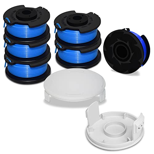 8 Bobine Fil Coupe Bordure Convient pour Ryobi One +18v 24v 40v Coupe Bordures, Ø 1,6mm, Longueur 3,4m(6 Bobine Fil Coupe Bordure, 2 Couvercle)