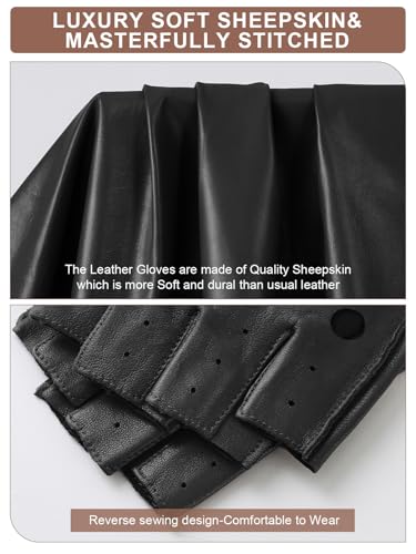 Image of GSG Men's Fingerless Leather Driving Gloves, Half Finger, lambskin | Half Finger Design, Breathable Comfort,Driving, Motorcycle Riding, Racing, Cycling, Daily Wear