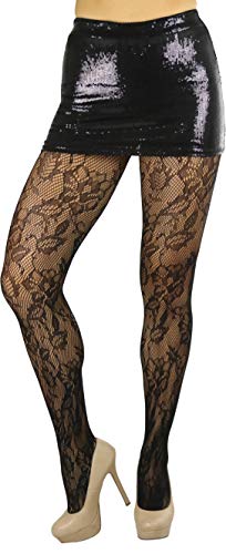 Image of ToBeInStyle Women's Elegant Floral Lace Inspired Spandex Net Full Length Tights