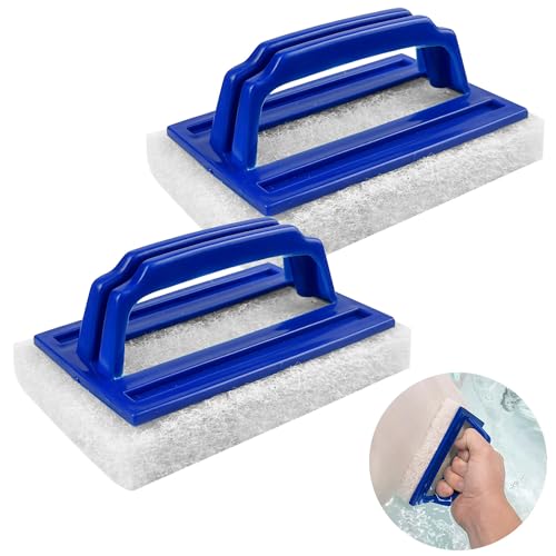 Éponge Magique Piscine Durable avec Poignée - 2pcs, Nettoyage de Saleté pour Petite Piscine, Spa et Baignoire (Bleu)