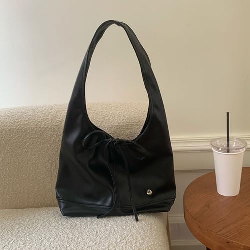 Women's Tote Bag with Bow Casual PU Leather Shoulder Bag Underarm Satchel and Clutch Purse3