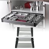 Evotrade Componentes de repuesto para cajones interiores Delinia Leroy Merlin (frontal bajo/alto, guías 270/480 mm) para muebles de baño y cocina con amortiguación total (frontal alto 350 mm)