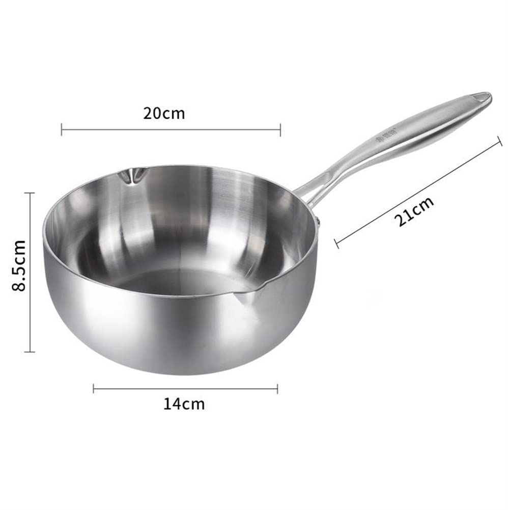 Saucepan, Stewpan, Small, 1 Litre Stainless Steel Instant Noodle Pan, Milk Pan with Lid and Steam Hole, Kettle with Removable Handle, Suitable for All Heat Sources