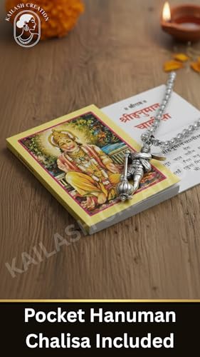 Image of Unisex Stainless Steel Silver Hanuman Ji Pendant Necklace - Lord Mahabali, Meditation Pose, Gada Design, Bajrang Bali, Veer Hanuman & Devotional Face Locket with 24 Inch Chain for Men & Women
