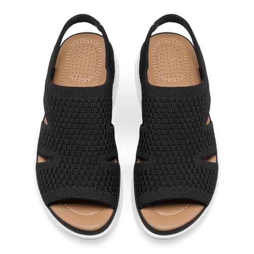 mysoft Womens Comfortable Walking Sandals Slip On Air Cushion Slingback Open Toe Platform Summer Shoes3