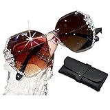 STYHYGBS 2023 New Woman Sunglasses for Beach Summer with Eyeglass Cases, Sunglasses Womens Trendy, Fashion Woman Rimless Sun Glasses for Beach Summer Outdoor, Anti Glare 100% Sunglass to Protect Eyes