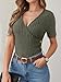 ANRABESS Womens Tops Short Sleeve V Neck Sexy Ribbed Knit Slim Fit Lightweight Sweater 2026 Summer Dressy Casual T-Shirts Large Deep Green