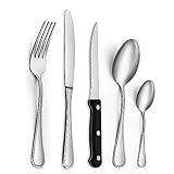 【ROBUST & LANGLEBIG】 Dieses Besteck set 6 personen ist aus hochwertigem Edelstahl gefertigt, der den Anforderungen an die Lebensmittelqualität entspricht. Die Oberfläche des Bestecksets ist spiegelpoliert mit glatten Kanten und ohne raue Stellen oder Kanten, Rostschutz und Korrosionsschutz. Das moderate Gewicht der einzelnen Besteckteile sorgt für maximalen Komfort beim Essen.