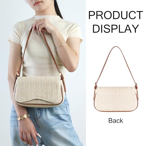 Women's Straw Bag for Summer - Adjustable Beach Purse, Boho Raffia Handbag & Shoulder Tote for Vacation, Woven Crossbody Bag4