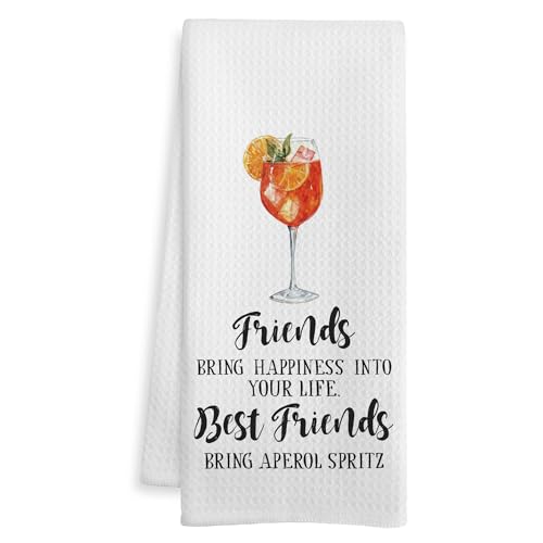 WOTYPU Friends and Aperol Spritz Kitchen Bar Towels, Aperol Spritz Gifts Dish Tea Towel, Friendship Gifts Decorative Hand Towels for Kitchen Home Bar Cart Decor, 16x24 Inch