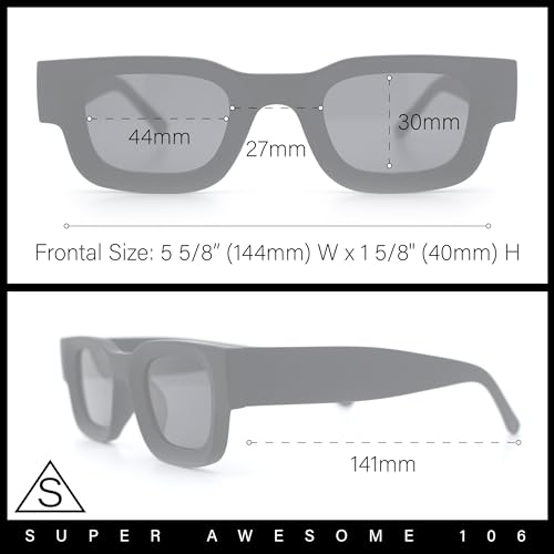 Small Thick Beveled Horn Rim Rectangle Plastic Mod Fashion Sunglasses3