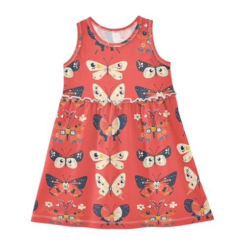 Verano Lino Vestidos para Niñas Moda Infantil Vestidos Solares Vestidos de Fiesta, Multicolor04, 8 år