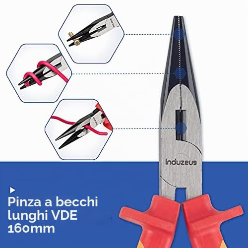 Set di attrezzi isolati VDE da 14 pezzi, Utensili Elettrici, Strumenti Elettricista, con pinze e set di cacciaviti, testato fino a 10.000 Volt
