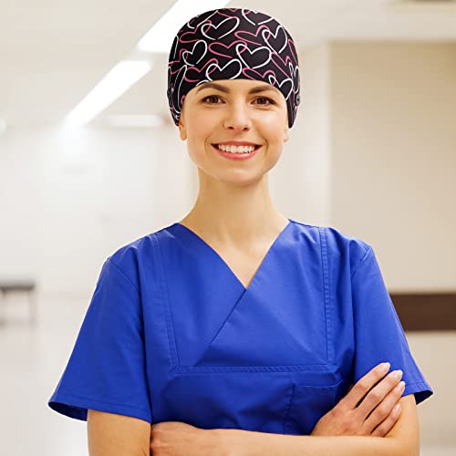 Image of Unittype 4 Pcs Nurse Caps for Women Nursing Working Caps with Button and Sweatband Adjustable Elastic Scrub Hats for Dentist