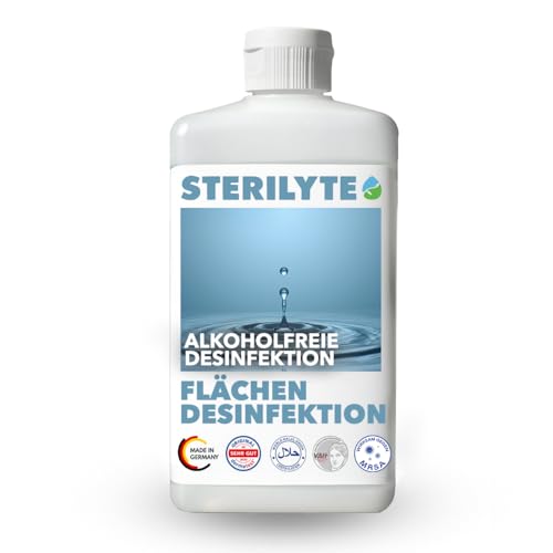 STERILYTE Flächendesinfektionsmittel 1 x 500 ml – Nachhaltig, alkoholfrei & hochwirksam - Desinfektionsmittel für Flächen vielseitig einsetzbar – MADE IN GERMANY STERILYTE Flächendesinfektionsmittel 1 x 500 ml – Nachhaltig, alkoholfrei & hochwirksam - Desinfektionsmittel für Flächen vielseitig einsetzbar – MADE IN GERMANY