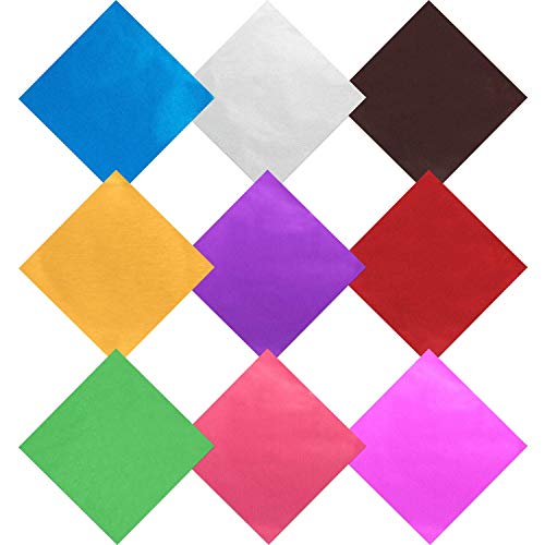 900 Pieces Chocolate Wrappers Candy Wrappers Aluminium Foil Packaging for Homemade Caramel and DIY Candies Decoration Square 4 x 4 Inches, 9 Colors