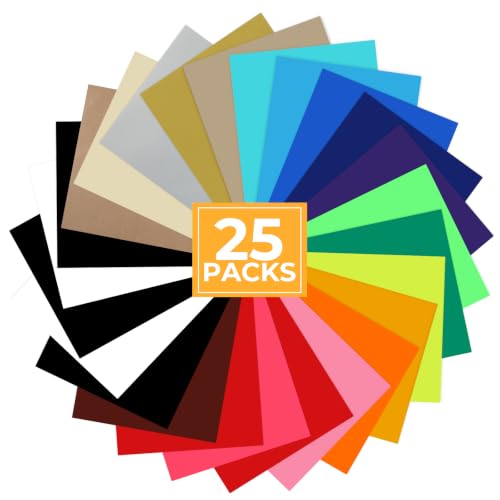 Image of HTVRONT Heat Transfer Vinyl - 25 Packs HTV Vinyl for T-Shirts