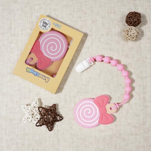 Image of Baby Lollipop Teether Toy with Pacifier Clip Holder,BPA Free,0 Months+