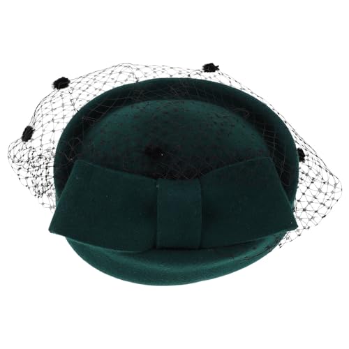 Chapeau pilulier en laine vert vintage femme pour église et mariage