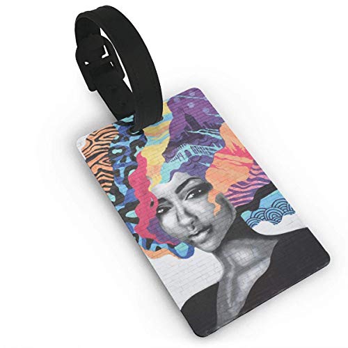 Preisvergleich Produktbild Künstlerische Frau und Ihr Haar gedruckt Reise Koffer Kofferanhänger, stilvolle und erkennbare Gepäckanhänger, beschreibbare Namen auf der Rückseite, Autonamen ID