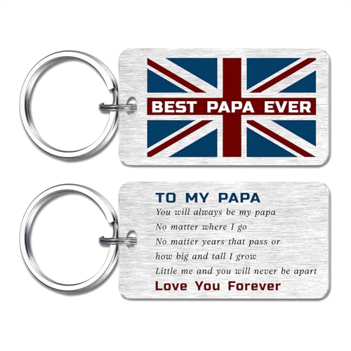 Fetiger Papa Christmas Keyring Gifts, to My Best Papa Ever Key Ring Xmas Birthday Retirement Present for Men