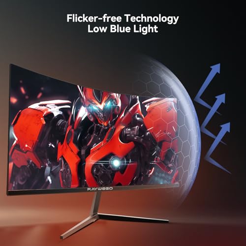 Image of Raywego 24 Inch Curved Gaming Monitor, 200Hz /180Hz, FHD 1080P Computer Monitor, 1ms MPRT, 4000:1 Contrast Ratio, FreeSync, Eye-Care, HDMI, DP, VESA Mount Compatible