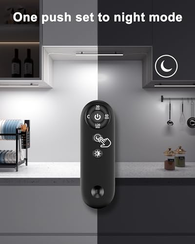 Image of Remote Control Under Cabinet Led Light Plug in, Dimmable Daylight White 4500K, 3 Pack 12 inch Linkable Under Counter Lights for Kitchen Upgrade ETL Listed Plug 24V, UNO-LK 4500K