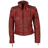 Blue Monkey Frauen Lederjacke Stars N Stripes rot schwarz - L