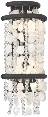 Minka Lavery 6702-66 Shimmering Elegance Quartz Crystalline Wall Sconce, 2-Light 120 Total Watts, 18" H x 4" W, Sand Coal