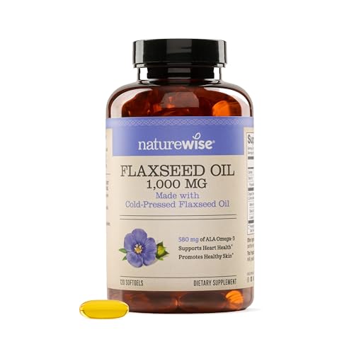 NatureWise Flaxseed Oil 1000 mg, Fish Free Omega 3 with 580 mg ALA - Plant Based Omega 3 6 9 Supplement - Organic, Cold Pressed, Non-GMO - 120 Softgels[120-Day Supply] - image 1