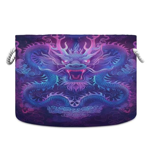 Jihqo Serious Dragon with Cloud Storage Basket Cotton Rope Baskets for Closet Fabric Laundry Baskets with Handle for Toy Home Office Room Organizer