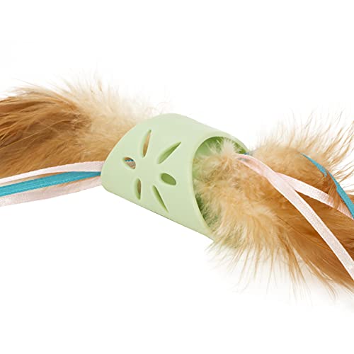 SmartyKat Flutter Roller Feather & Ribbon Chase Cat Toy - Green, One Size - Thumbnail 4