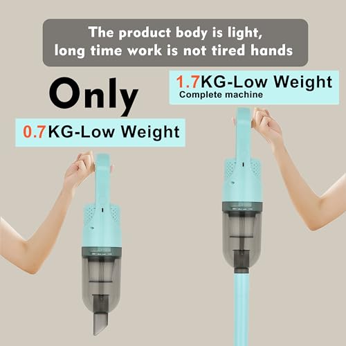 Image of 6-in-1 Lightweight Stick Vacuum Cleaner with 100W Powerful Motor, Mini Portable Household Handheld Vacuum Cleaner for Domestic Hard Floors, Carpets and Pet Hair(Green Cordless)