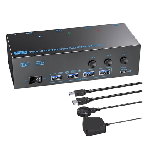 Conmutador KVM USB 3.0 para solucionar el desorden de cables en monitores DP 8K60Hz