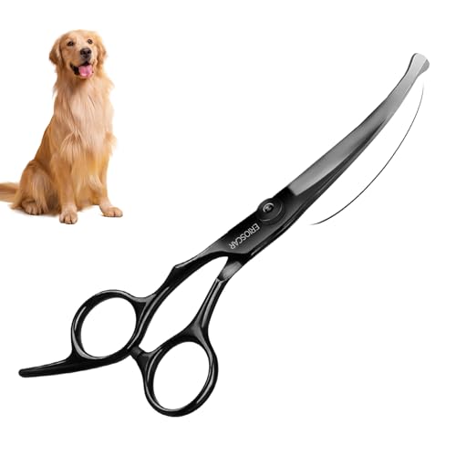 Ciseaux de Toilettage Professionnels pour Chiens et Chats, Titane Revêtu de Noir en Acier Inoxydable, avec Embouts de Sécurité Ronds, Ciseaux incurvés,...