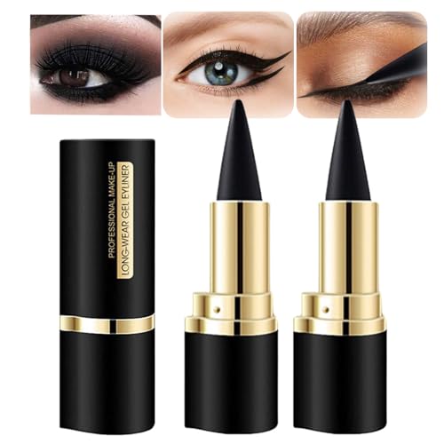 Go Ho 2 PCS Black Gel Eyeliner Stick,Waterproof Eye Liner Pen,Cat Eye Black Smokey Eyeshadow,Smooth Black Eyeliner Pencils Eye Black Face Paint Stick Halloween Makeup Set