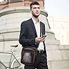 BAIGIO Mens Leather Shoulder Bag Vintage Cross Body Bag Men's Crossbody Bag Casual Business Clutch Handbag with Top Handle Bag for Work Travel Daily #5