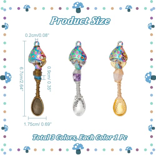 NBEADS 3 Pcs 3 Colors Natural Genstone Pendants - Image 2