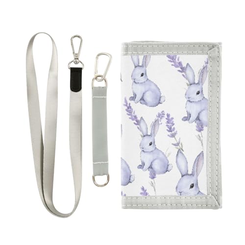 ALAZA Kids Wallets for Boys Girls Toddler Trifold Wallet Children Small Rabbit Lavender with Zipper Coin Pocket