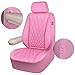 CAR PASS Piping Luxury Leather Two Front Car Seat Covers, Cute Girly Waterproof Anti Slip Seat Covers Compatible with Front Seat Armrests,Universal Fit for Suvs,Vans,Trucks,Airbag Compatible(All Pink)