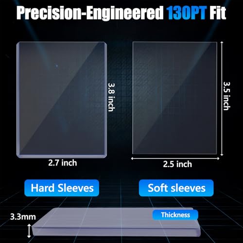 Image of DEDC 100 Top Loaders Thick Card Load Holder Storage for Trading Cards Sports Sleeves 3 inch x 4 inch Hard Plastic 130 Pt Protective Toploaders Rigid Memorabilia Collectibles
