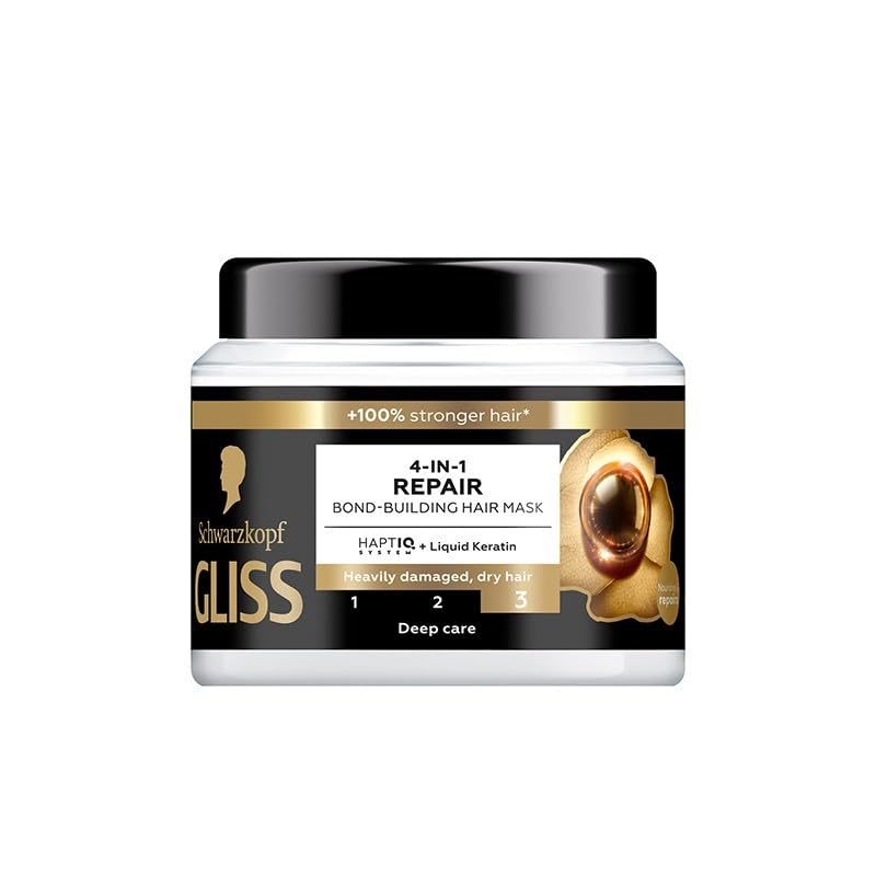 Schwarzkopf Gliss Hair Mask Ultimate Repair 4 en 1 Dry Damaged Hair, 400 ml, Pack of 1